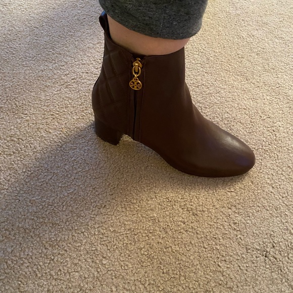 Womens Tory Burch chocolate brown leather booties - Picture 6 of 11